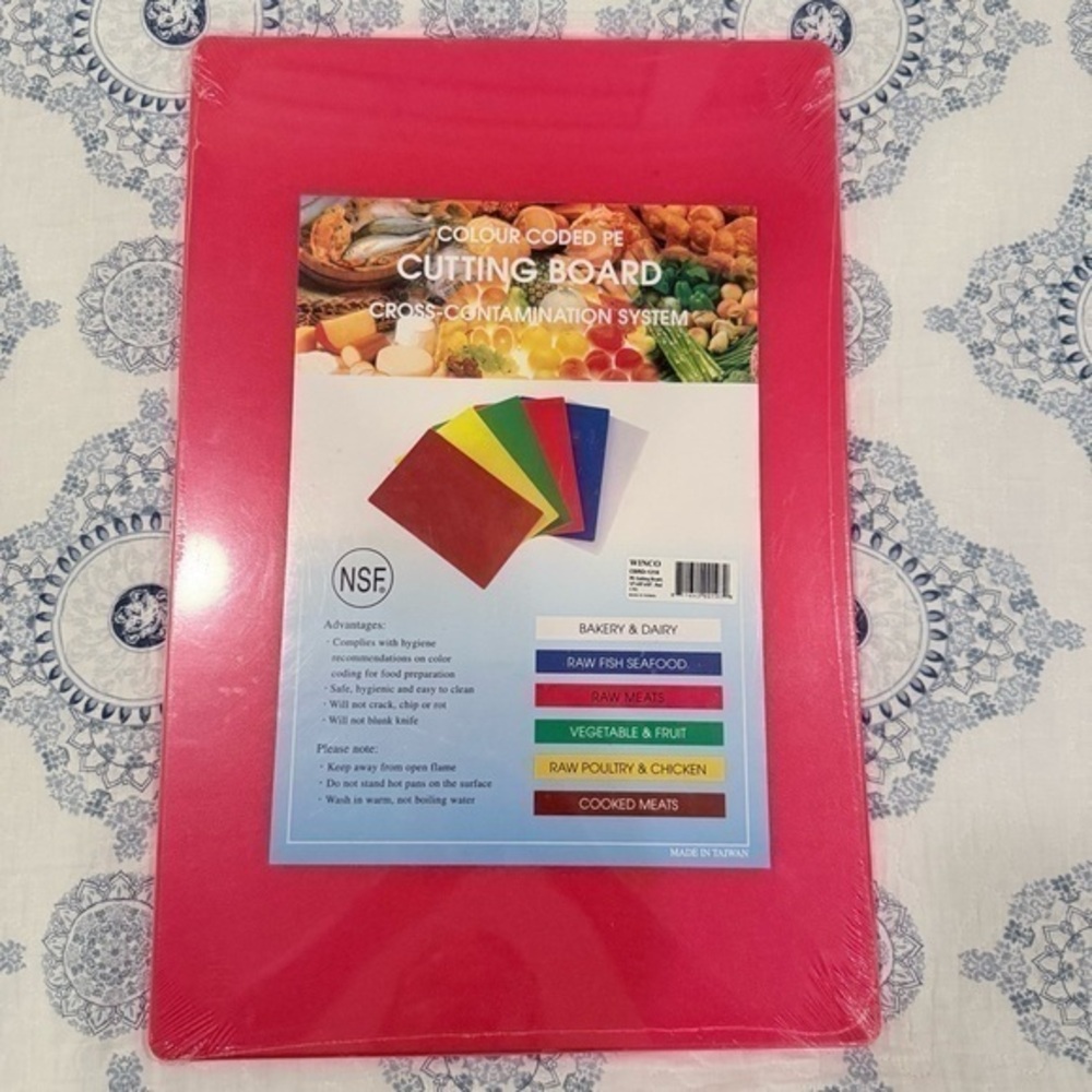 Winco CBRD-1218 Heavy Duty Red PE Cutting Board 12x18x 1/2 New